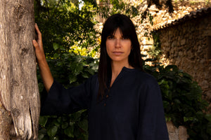 Mille Caftan, dark blue linen