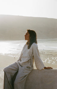 Sol Top, ecru with brown stripes