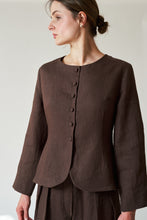 Load image into Gallery viewer, Audrey tailored linen blouse, brown