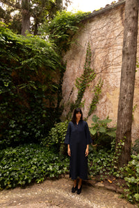 Mille Caftan, dark blue linen