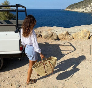 Bast bag Sóller and Deià with leather handles