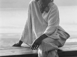 Sol Top, ecru with brown stripes