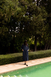 Mille Caftan, dark blue linen