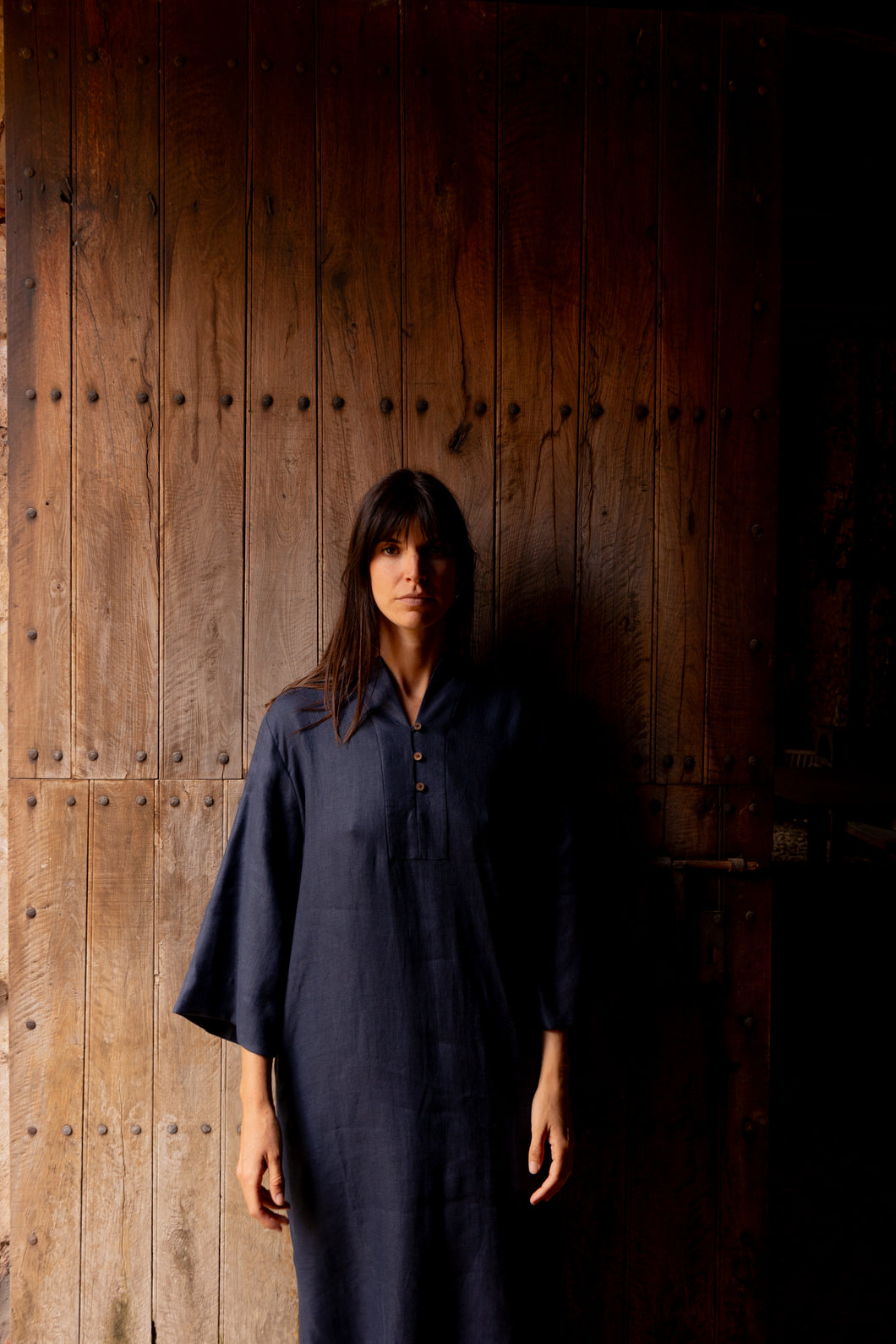 Mille Caftan, dark blue linen