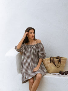 Gisèlle Dress, brown gingham