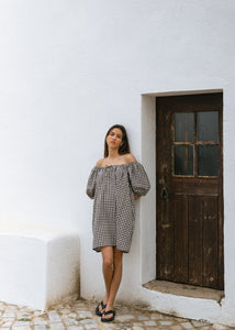 Gisèlle Dress, brown gingham