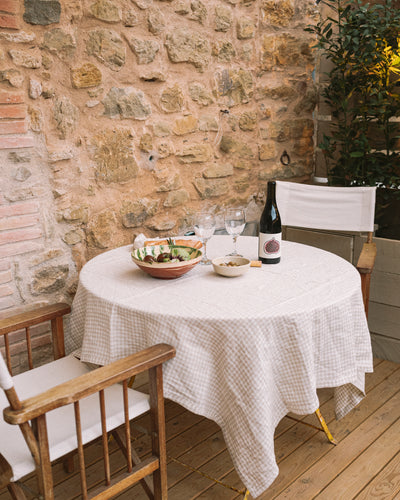 Tablecloth, natural gingham