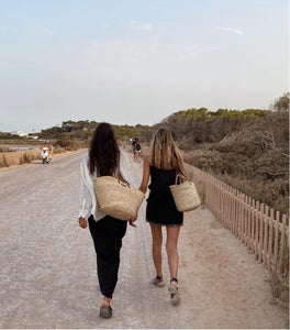 Bast bag Sóller and Deià with leather handles