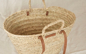 Bast bag Sóller and Deià with leather handles